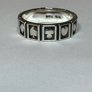925 Poker Card Symbols Band Ring